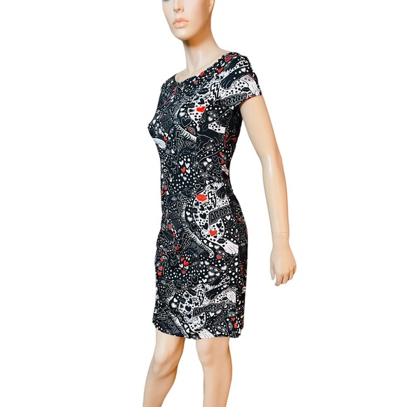 Just Cavalli Black Punk Rock Print Dress Stretchy Fabric Size 44 Fit Medium - Picture 3 of 15